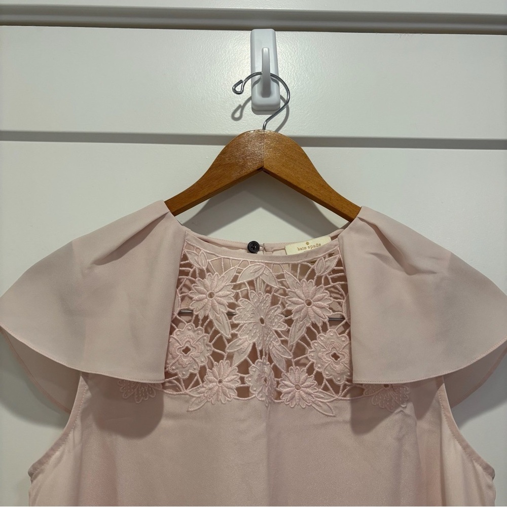 kate spade Pale Pink Lace Yoke Sleeveless Blouse S - Picture 3 of 6